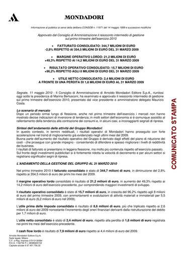 Thumbnail Arnoldo Mondadori Editore Quarterly Report 2010-q1
