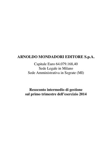 Miniature Arnoldo Mondadori Editore Rapport trimestriel 2014-q1