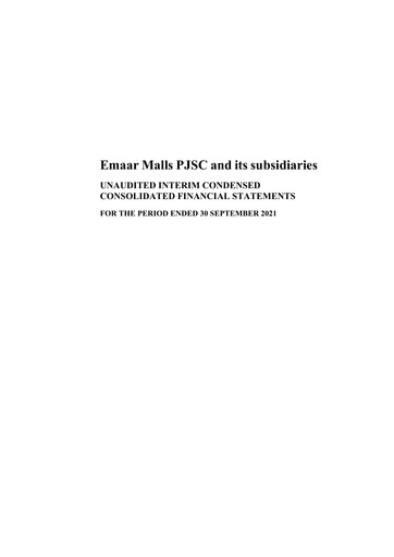 Thumbnail Emaar Properties Financial Statement 2021-q3