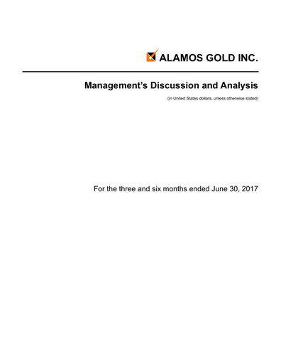 Thumbnail Alamos Gold Quarterly Report 2017-q2