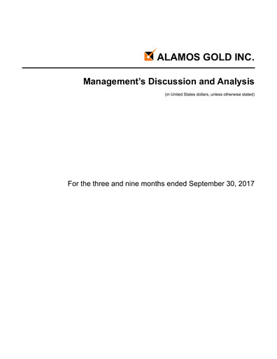 Thumbnail Alamos Gold Quarterly Report 2017-q3
