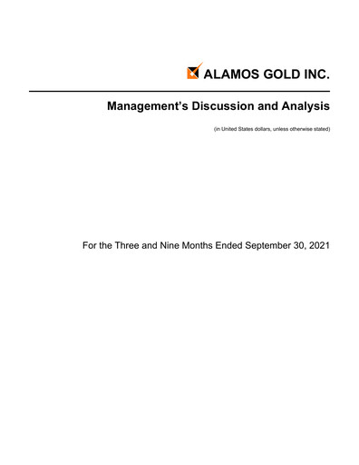 Thumbnail Alamos Gold Quarterly Report 2021-q3
