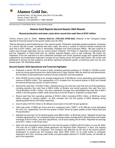 Thumbnail Alamos Gold Quarterly Report 2024-q2