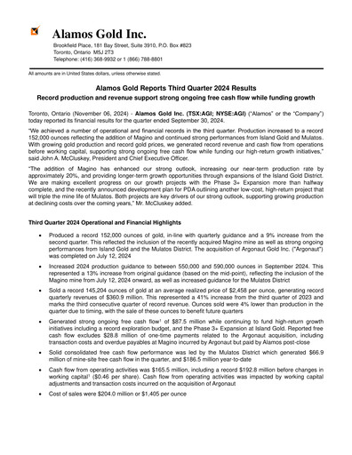 Thumbnail Alamos Gold Quarterly Report 2024-q3