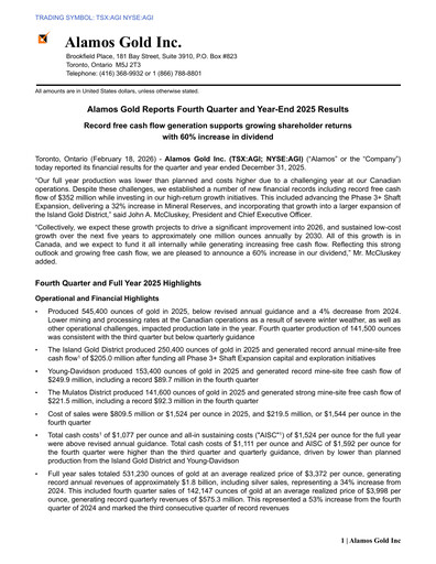 Thumbnail Alamos Gold Quarterly Report 2025-q4