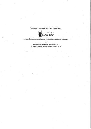 Miniature Mabanee Company Bilan financier 2014-h1