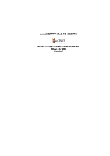 Thumbnail Mabanee Company Quarterly Report 2025-q3