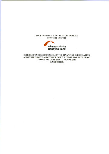 Thumbnail Boubyan Bank Financial Report 2013-h1