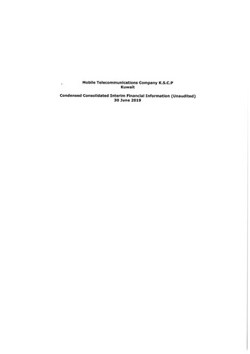 Vorschaubild Zain (Mobile Telecommunications Company) Finanzbericht 2019-h1
