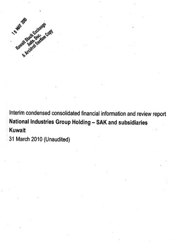 Thumbnail National Industries Group Holding Financial Statement 2010-q1