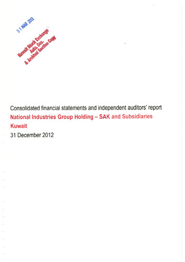 Thumbnail National Industries Group Holding Financial Statement 2012