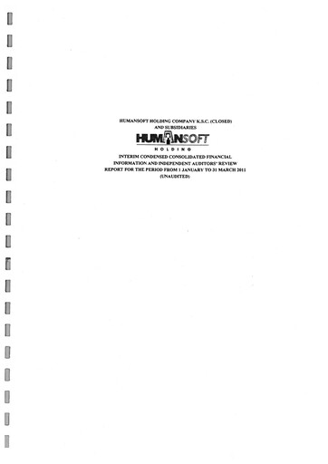 Thumbnail Humansoft Holding Company Financial Report 2011-q1
