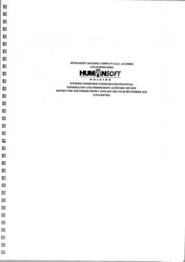 Thumbnail Humansoft Holding Company Financial Report 2013-9m
