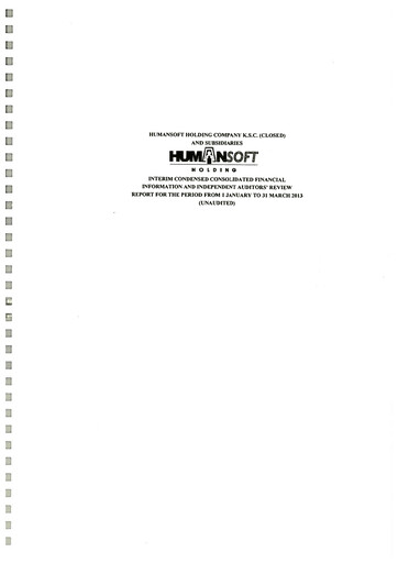 Thumbnail Humansoft Holding Company Financial Report 2013-q1