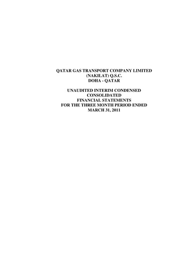 Thumbnail Qatar Gas Transport Company Financial Statement 2011-q1