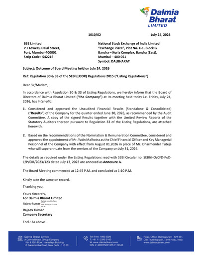 Thumbnail Dalmia Bharat Quarterly Report 2026-q1