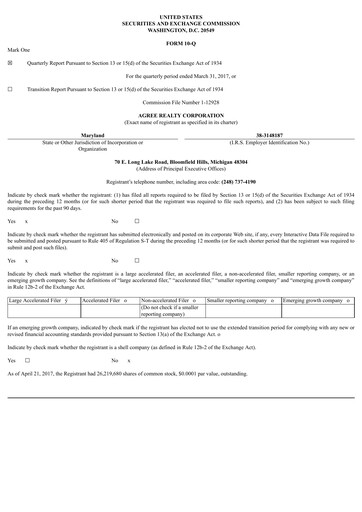 Thumbnail Agree Realty
 Quarterly Report 2017-q1