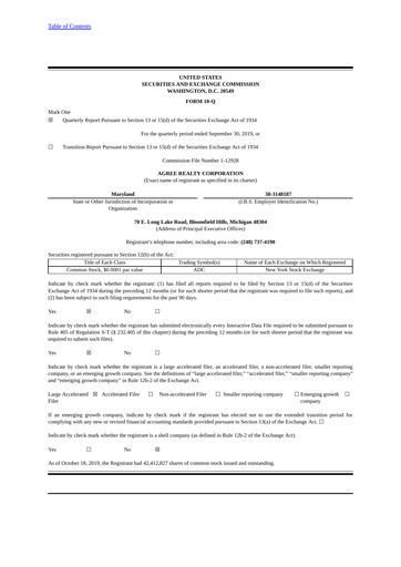 Thumbnail Agree Realty
 Quarterly Report 2019-q3