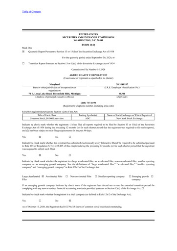 Thumbnail Agree Realty
 Quarterly Report 2020-q3