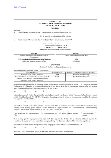 Thumbnail Agree Realty
 Quarterly Report 2023-q1