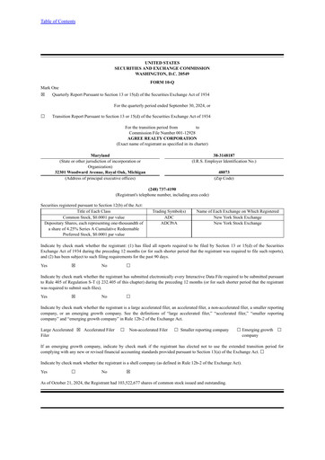 Thumbnail Agree Realty
 Quarterly Report 2024-q3