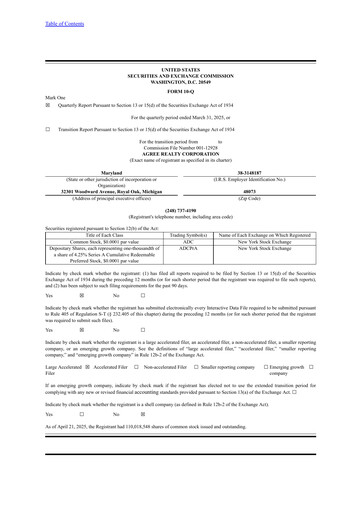 Thumbnail Agree Realty
 Quarterly Report 2025-q1