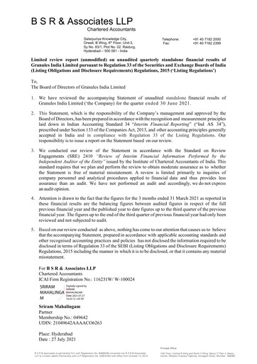 Vorschaubild Granules India Quartalsbericht 2021-q1