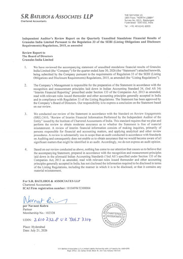 Thumbnail Granules India Quarterly Report 2026-q1