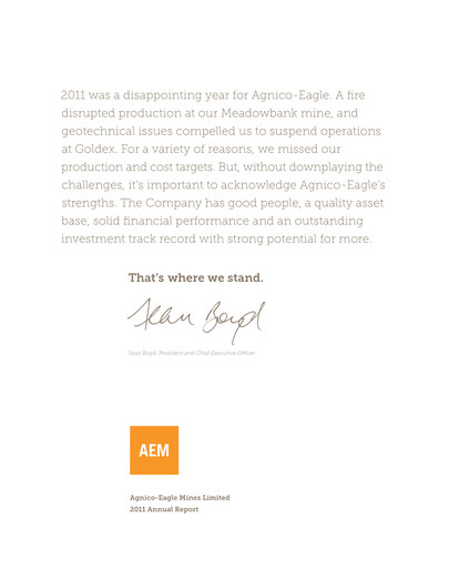 Thumbnail Agnico Eagle Mines Annual Report 2011