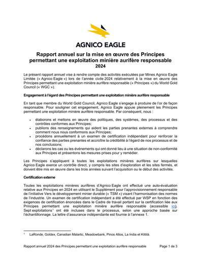 Vorschaubild Agnico Eagle Mines Jahresbericht 2024