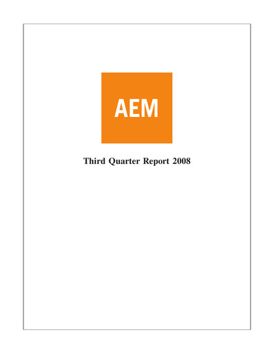 Thumbnail Agnico Eagle Mines Quarterly Report 2008-q3