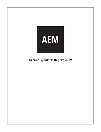 Thumbnail Agnico Eagle Mines Quarterly Report 2009-q2