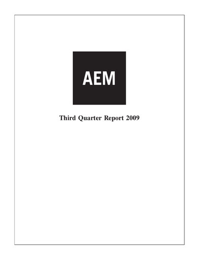 Thumbnail Agnico Eagle Mines Quarterly Report 2009-q3