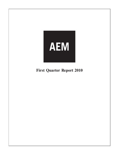 Thumbnail Agnico Eagle Mines Quarterly Report 2010-q1