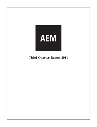 Thumbnail Agnico Eagle Mines Quarterly Report 2011-q3