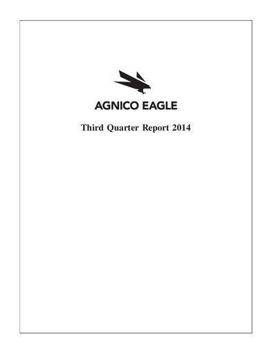 Thumbnail Agnico Eagle Mines Quarterly Report 2014-q3