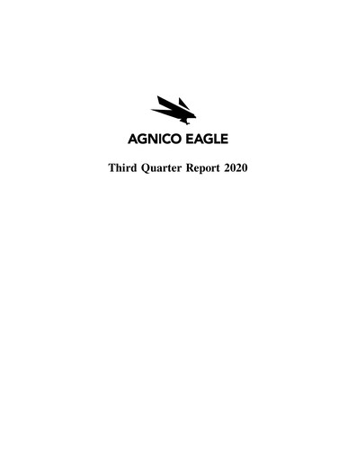 Thumbnail Agnico Eagle Mines Quarterly Report 2020-q3
