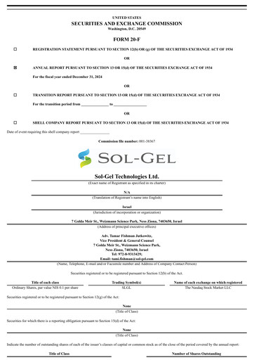Thumbnail Sol-Gel Technologies Annual Report 2024
