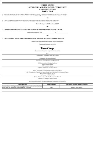 Thumbnail Toro Corp. Annual Report 2024