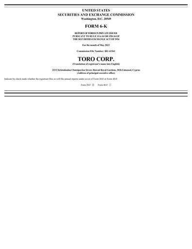 Thumbnail Toro Corp. Quarterly Report 2023-q1