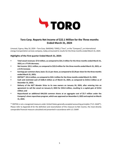 Thumbnail Toro Corp. Quarterly Report 2024-q1