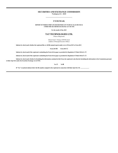 Thumbnail TAT Technologies Quarterly Report 2023-q1