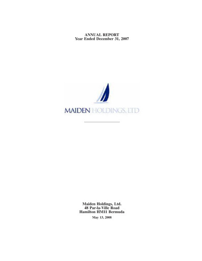 Thumbnail Fidelis Insurance Annual Report 2007