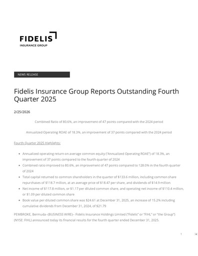 Thumbnail Fidelis Insurance Quarterly Report 2025-q4