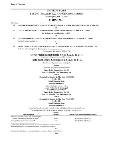 Thumbnail Vesta Real Estate Annual Report 2025