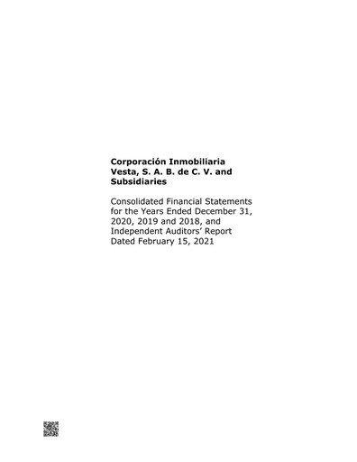 Thumbnail Vesta Real Estate Financial Statement 2020