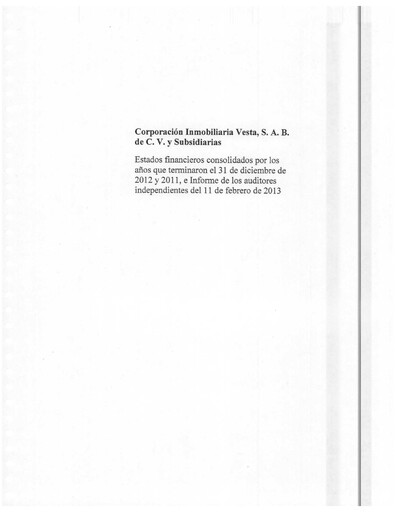 Thumbnail Vesta Real Estate Financial Statement 2012