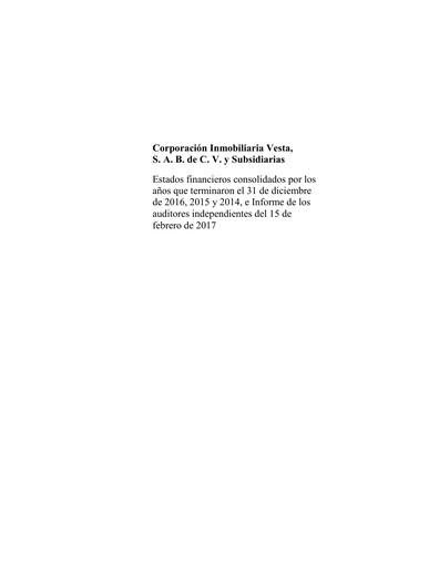 Thumbnail Vesta Real Estate Financial Statement 2016