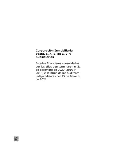 Thumbnail Vesta Real Estate Financial Statement 2020