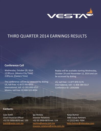 Thumbnail Vesta Real Estate Quarterly Report 2014-q3